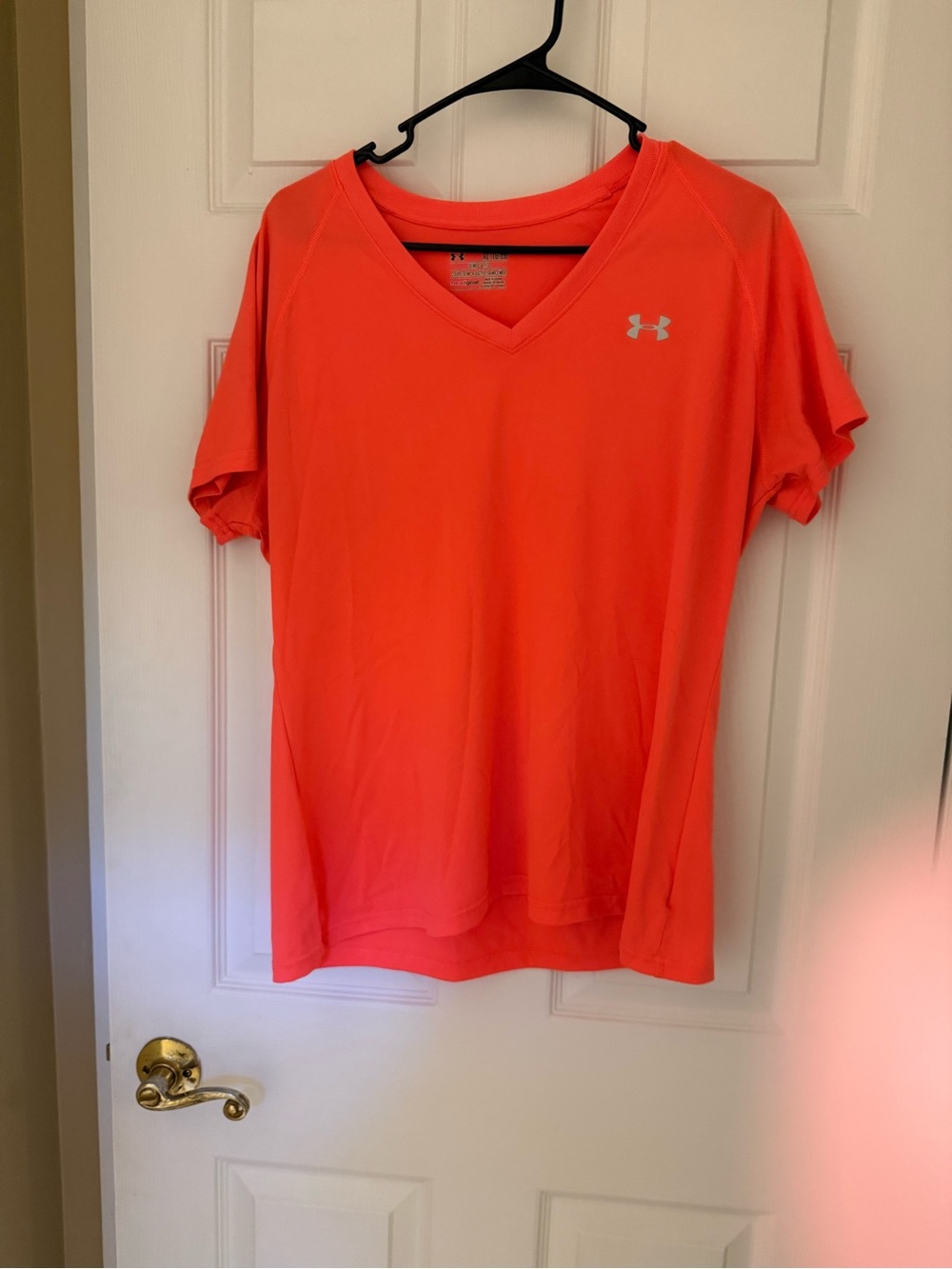 Under Armour Women's V-Neck Short Sleeve Tee - Coral Orange